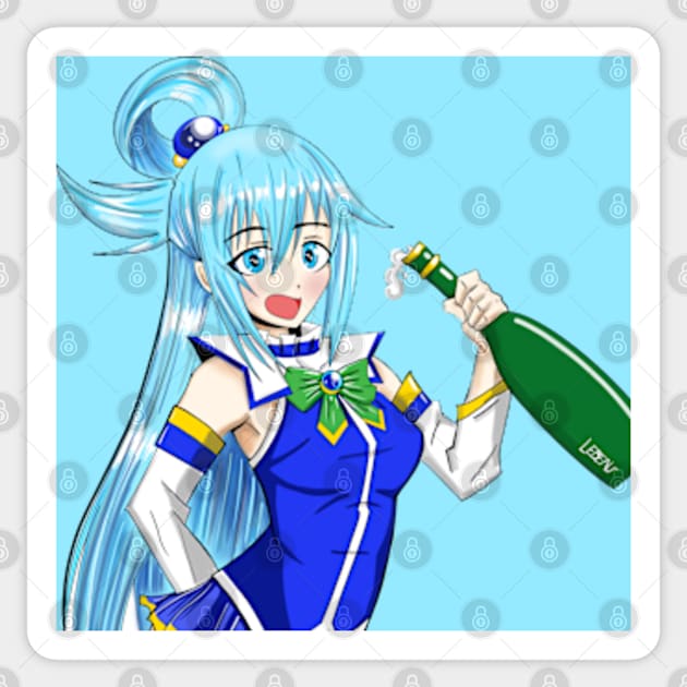 Aqua the dumb goddess in konosuba anime girl Sticker by jorge_lebeau